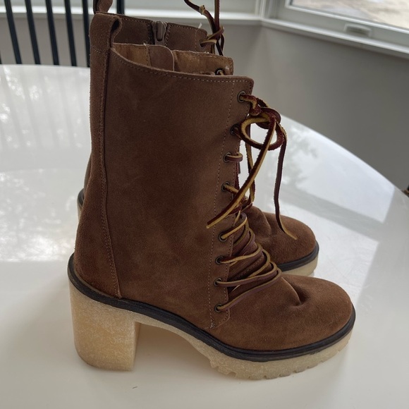 Free People Dylan Lace Up Leather Heeled Boots - 8.5 - Picture 5 of 10